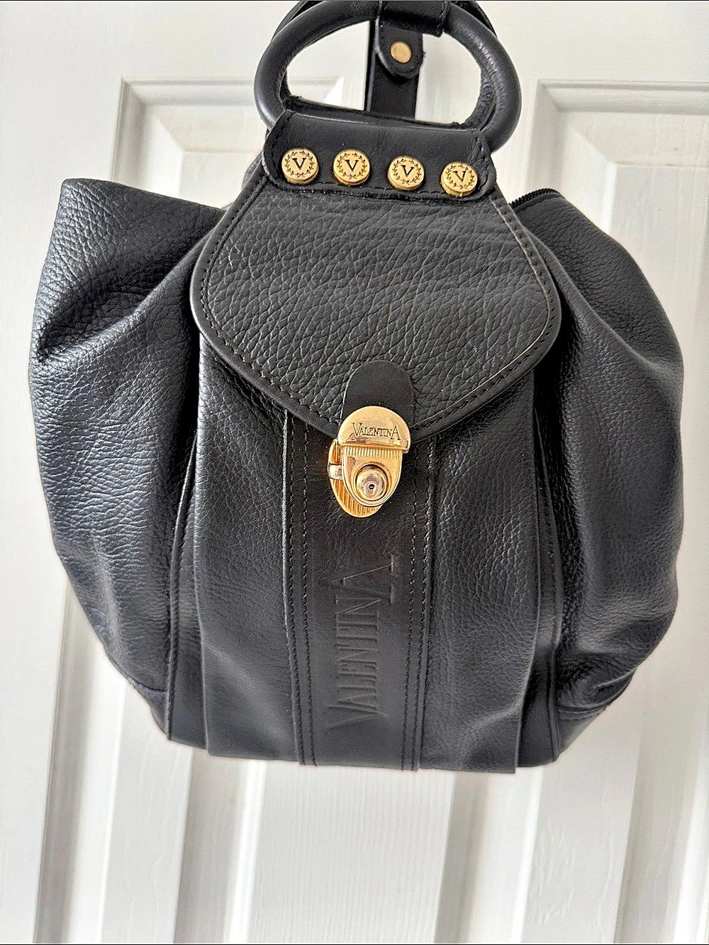 Valentina Black Leather Backpack